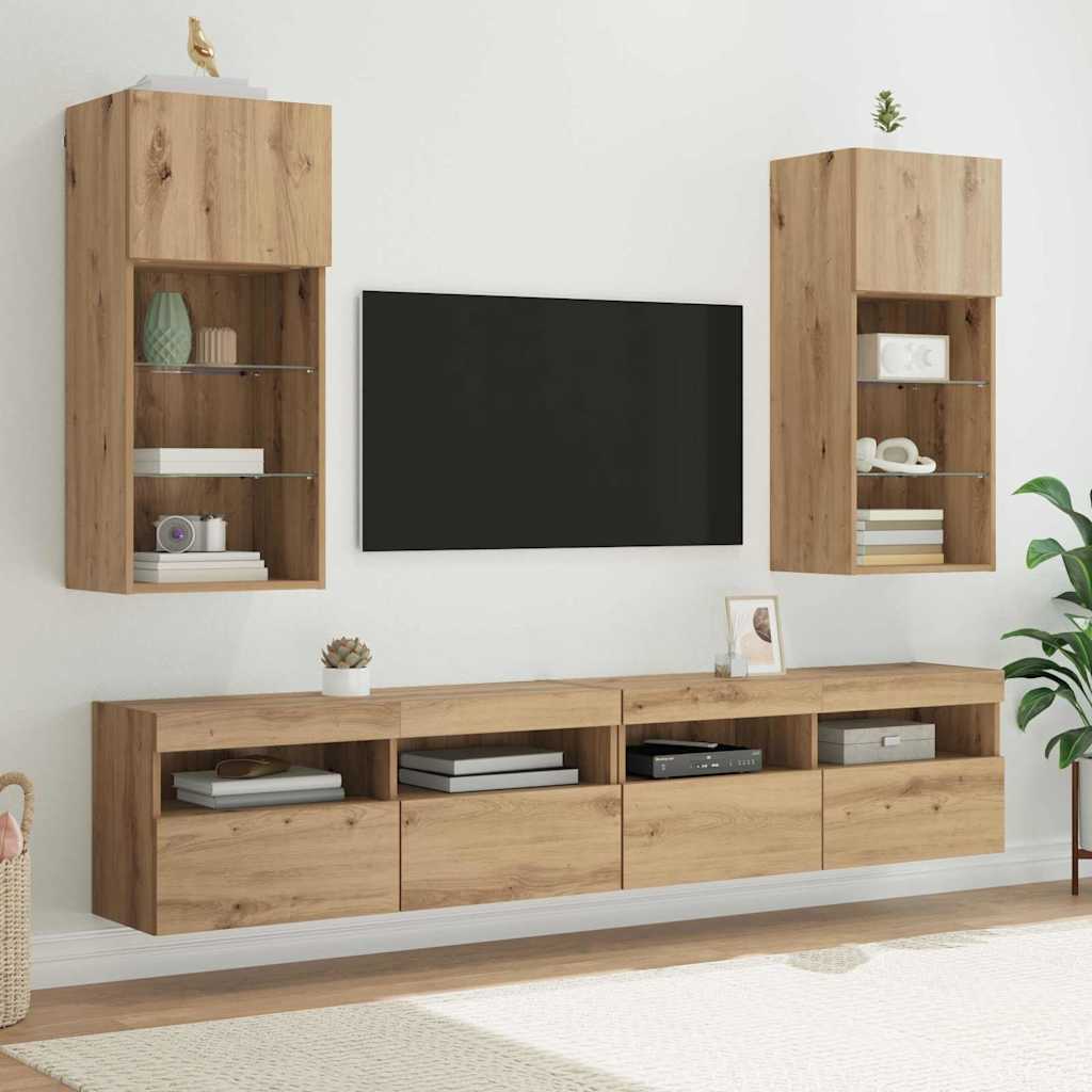 Wandgemonteerde TV-kasten 2 pcs Artisan Eiken 40,5 x 30 x 90 cm is nu te koop bij PeponiXL, paradijselijk wonen!