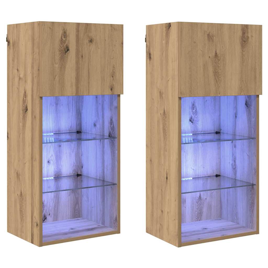 Wandgemonteerde TV-kasten 2 pcs Artisan Eiken 40,5 x 30 x 90 cm is nu te koop bij PeponiXL, paradijselijk wonen!