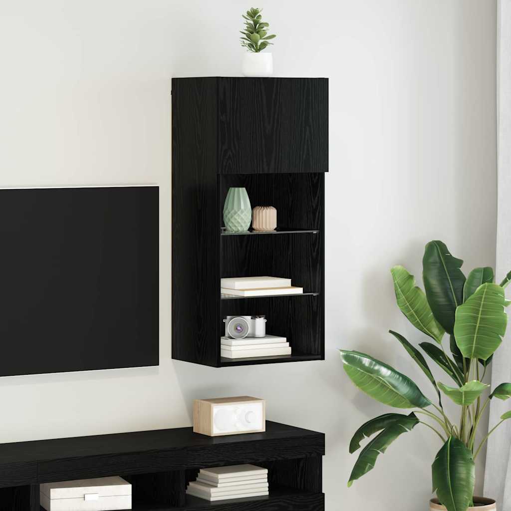 Wandgemonteerd tv-meubel met LED Zwart Eiken 40,5 x 30 x 90 cm is nu te koop bij PeponiXL, paradijselijk wonen!