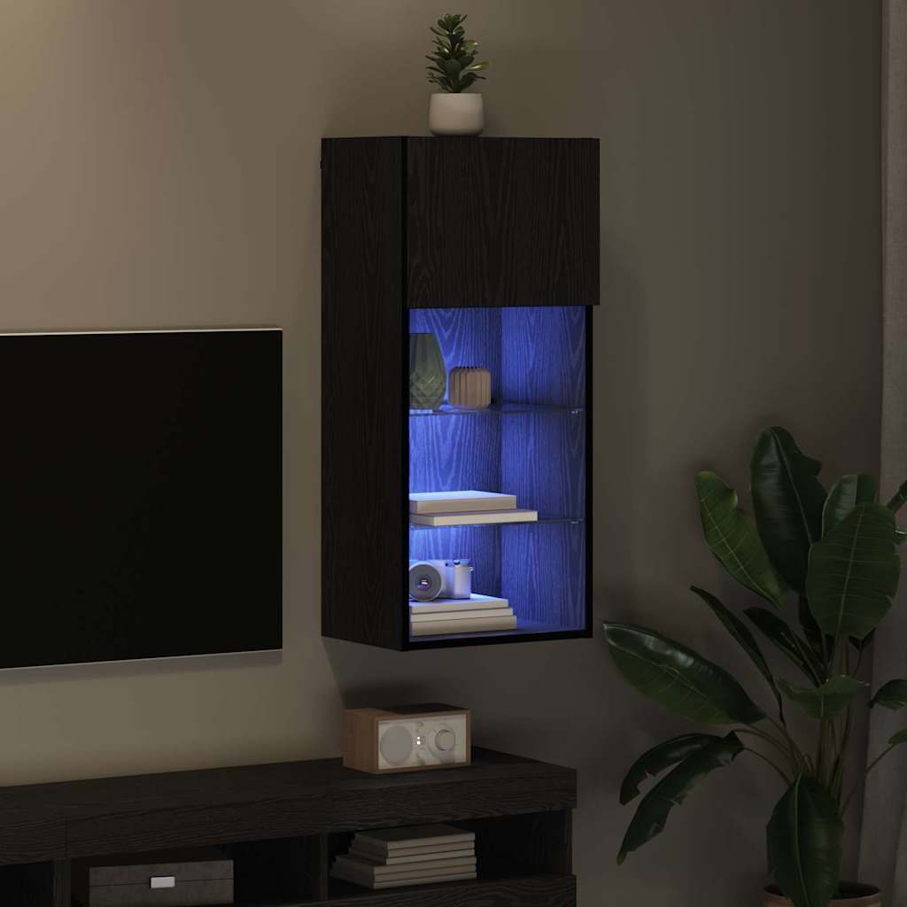 Wandgemonteerd tv-meubel met LED Zwart Eiken 40,5 x 30 x 90 cm is nu te koop bij PeponiXL, paradijselijk wonen!