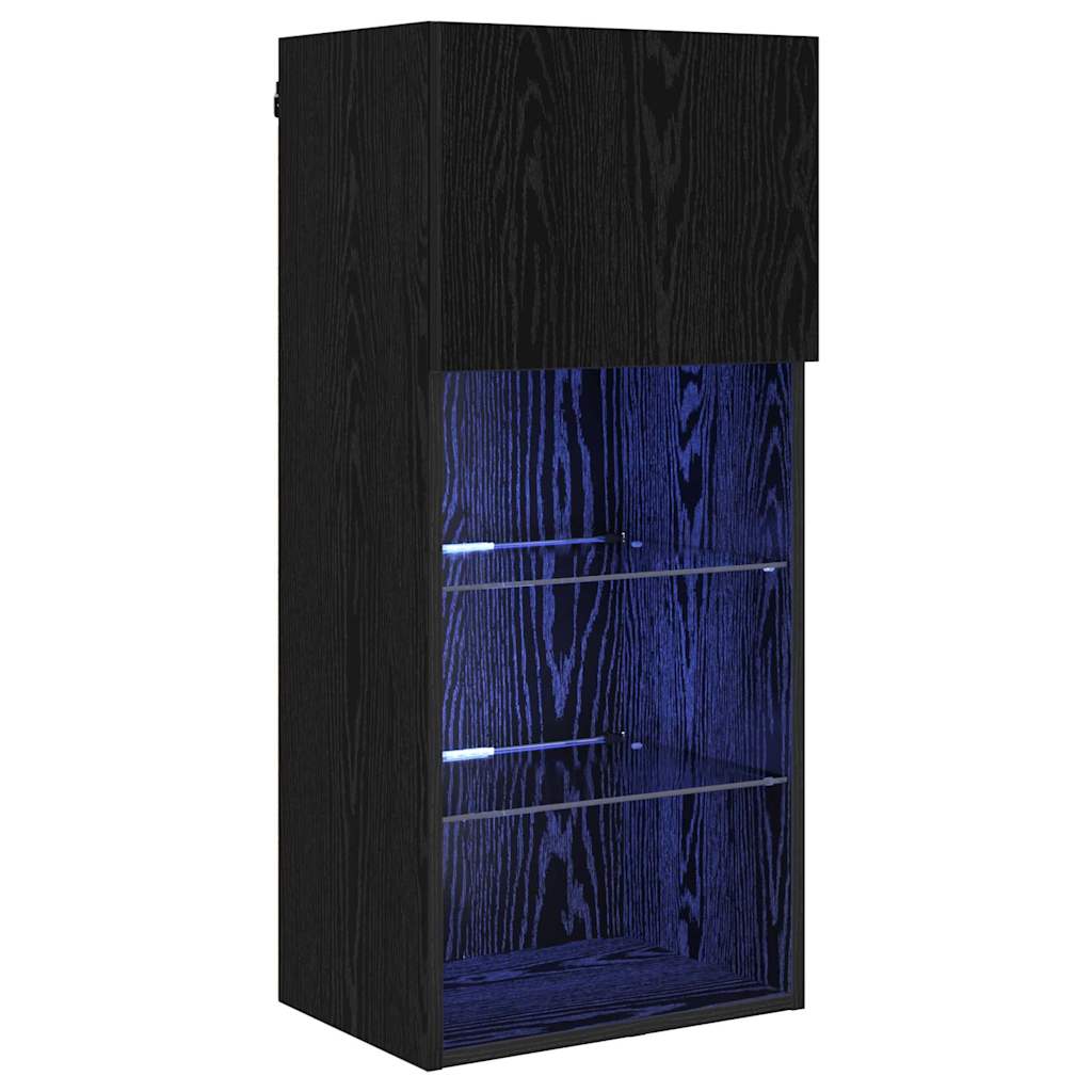 Wandgemonteerd tv-meubel met LED Zwart Eiken 40,5 x 30 x 90 cm is nu te koop bij PeponiXL, paradijselijk wonen!