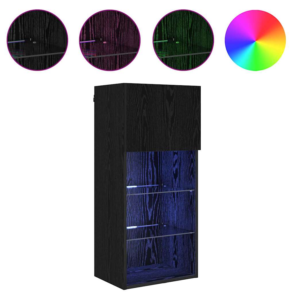 Wandgemonteerd tv-meubel met LED Zwart Eiken 40,5 x 30 x 90 cm is nu te koop bij PeponiXL, paradijselijk wonen!