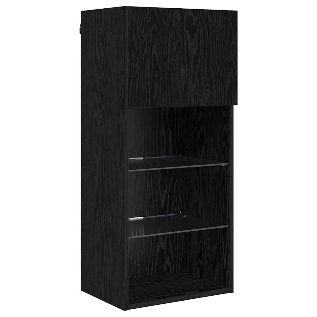 Wandgemonteerde TV-kasten 2 pcs Zwart Eiken 40,5 x 30 x 90 cm is nu te koop bij PeponiXL, paradijselijk wonen!