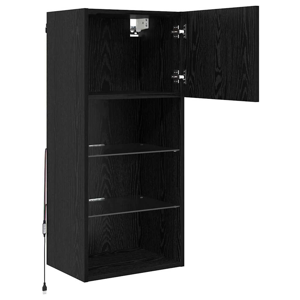 Wandgemonteerde TV-kasten 2 pcs Zwart Eiken 40,5 x 30 x 90 cm is nu te koop bij PeponiXL, paradijselijk wonen!