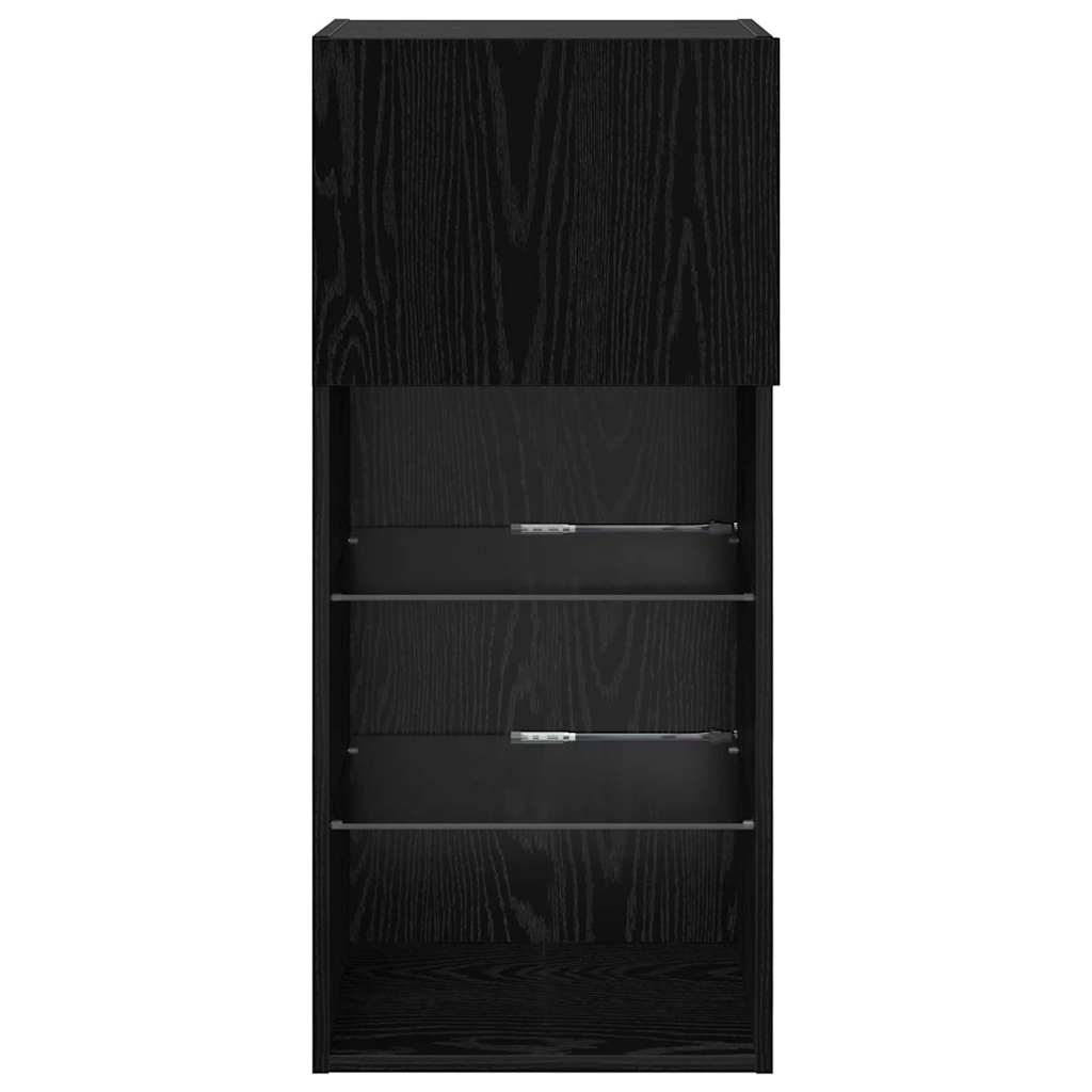Wandgemonteerde TV-kasten 2 pcs Zwart Eiken 40,5 x 30 x 90 cm is nu te koop bij PeponiXL, paradijselijk wonen!