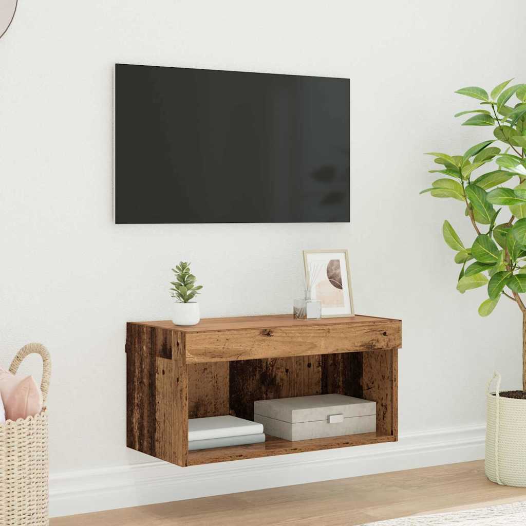 Tv-meubelset met LED Oud Hout 60 x 30 x 30 cm Bewerkt hout is nu te koop bij PeponiXL, paradijselijk wonen!