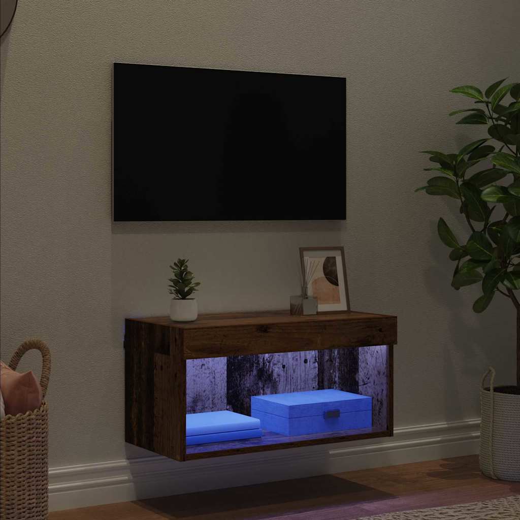 Tv-meubelset met LED Oud Hout 60 x 30 x 30 cm Bewerkt hout is nu te koop bij PeponiXL, paradijselijk wonen!