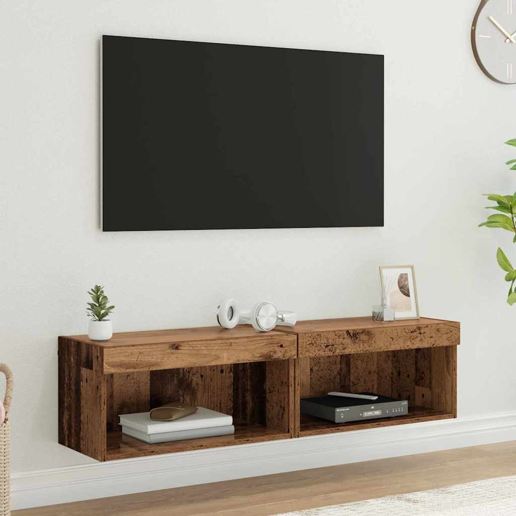 Tv-meubelset 2 pcs Oud Hout 60 x 30 x 30 cm Bewerkt hout is nu te koop bij PeponiXL, paradijselijk wonen!