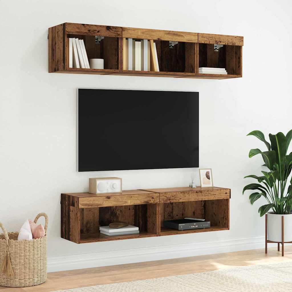 Tv-meubelset 2 pcs Oud Hout 60 x 30 x 30 cm Bewerkt hout is nu te koop bij PeponiXL, paradijselijk wonen!