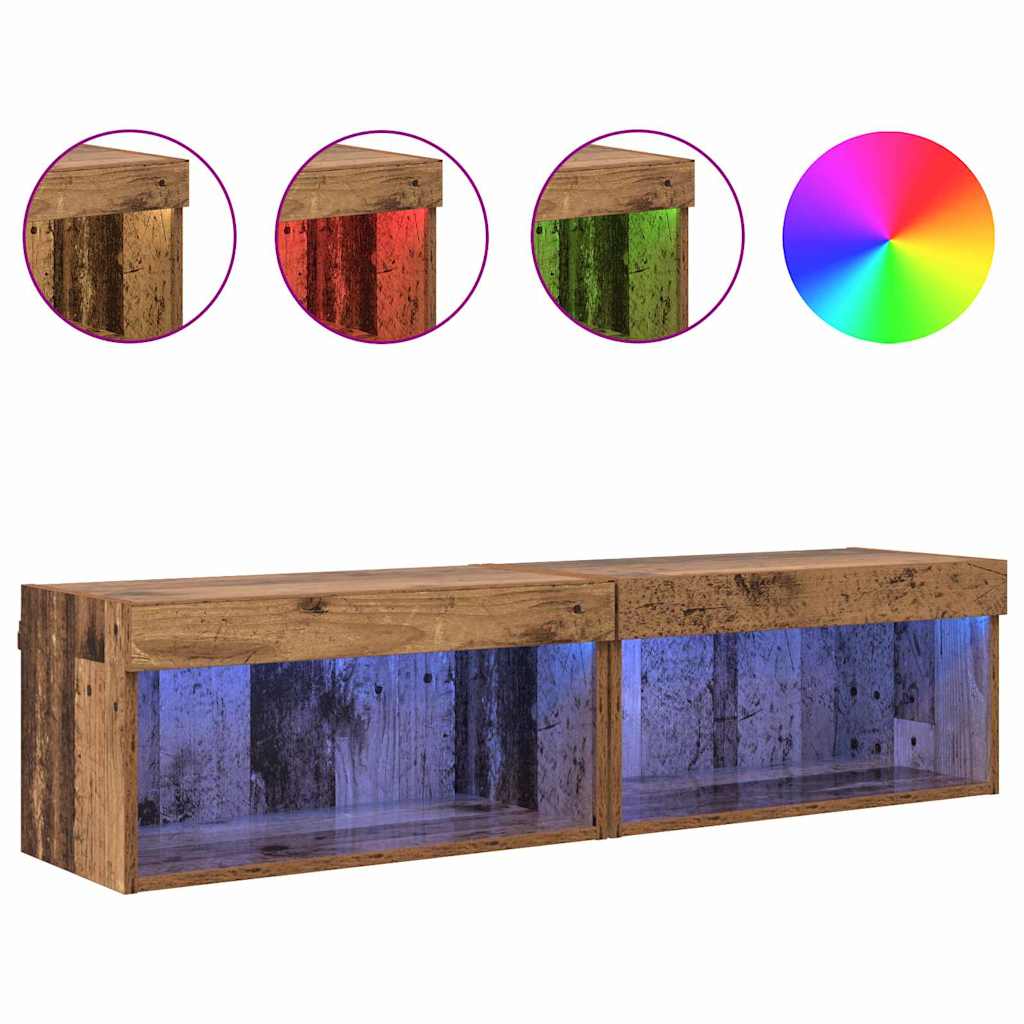 Tv-meubelset 2 pcs Oud Hout 60 x 30 x 30 cm Bewerkt hout is nu te koop bij PeponiXL, paradijselijk wonen!