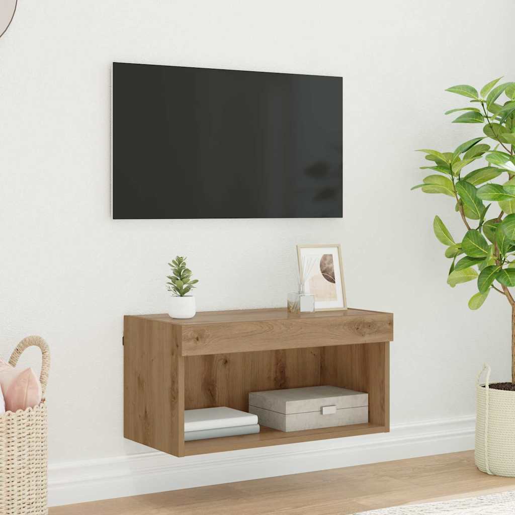 Tv-meubelset met LED Artisan Eiken 60 x 30 x 30 cm Bewerkt hout is nu te koop bij PeponiXL, paradijselijk wonen!