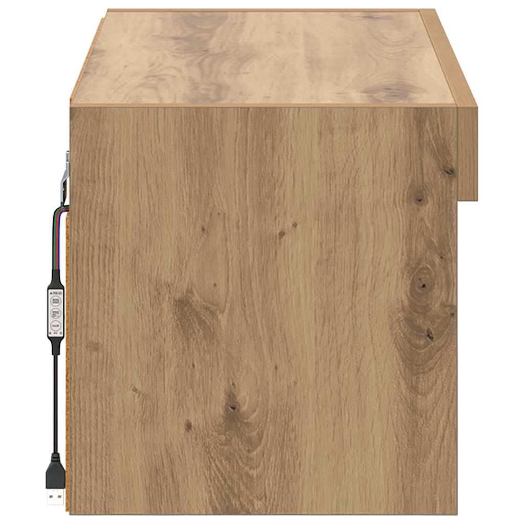 Tv-meubelset met LED Artisan Eiken 60 x 30 x 30 cm Bewerkt hout is nu te koop bij PeponiXL, paradijselijk wonen!