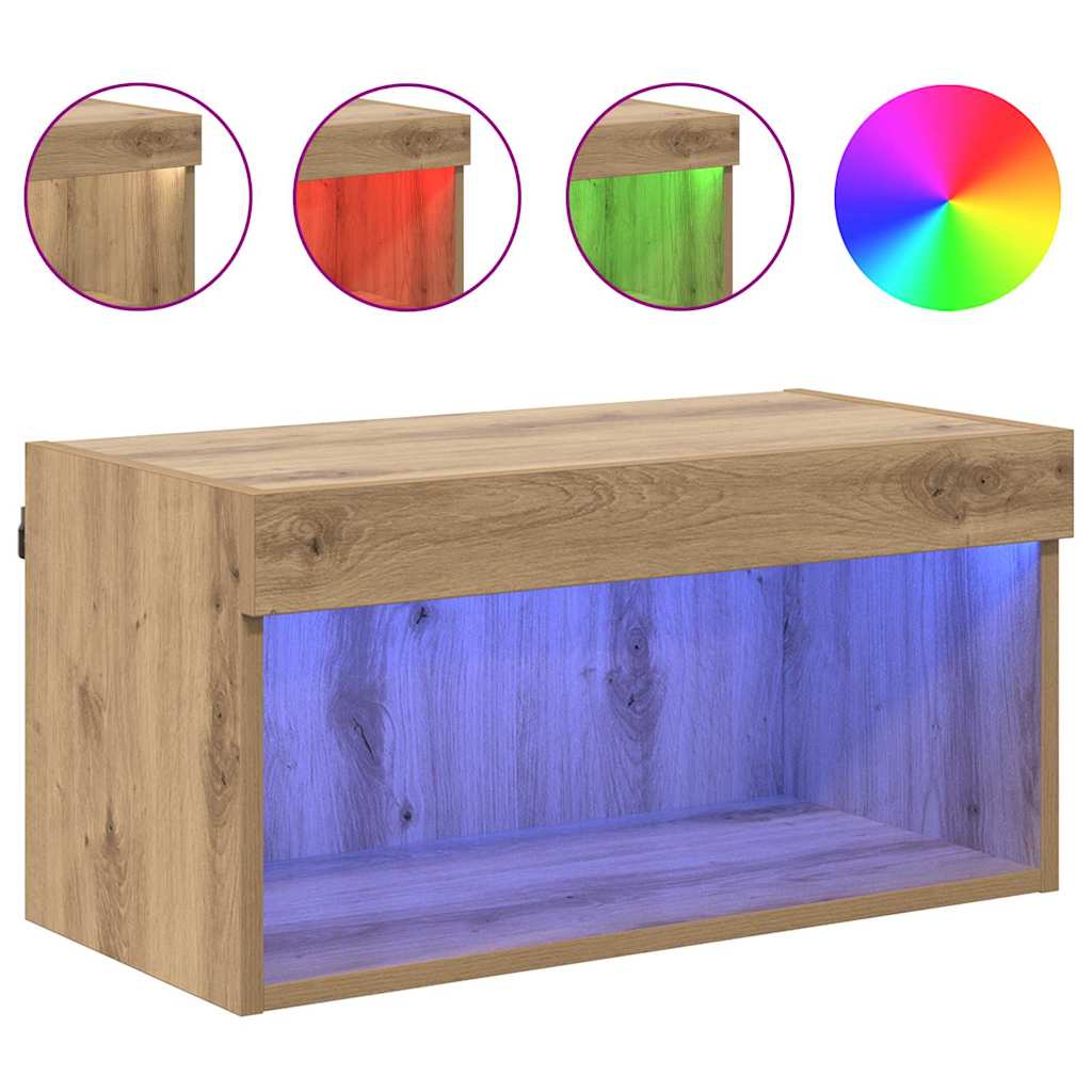 Tv-meubelset met LED Artisan Eiken 60 x 30 x 30 cm Bewerkt hout is nu te koop bij PeponiXL, paradijselijk wonen!