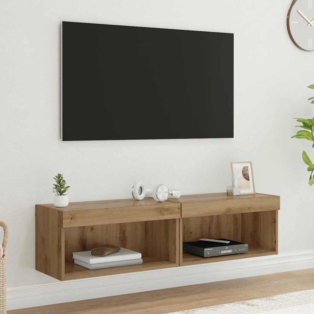 Tv-meubelset 2 pcs Artisan Eiken 60 x 30 x 30 cm Bewerkt hout is nu te koop bij PeponiXL, paradijselijk wonen!