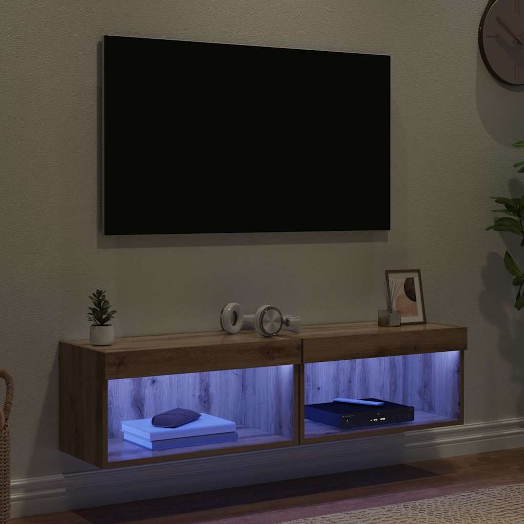 Tv-meubelset 2 pcs Artisan Eiken 60 x 30 x 30 cm Bewerkt hout is nu te koop bij PeponiXL, paradijselijk wonen!