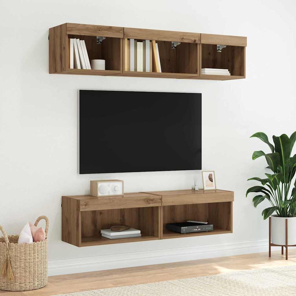Tv-meubelset 2 pcs Artisan Eiken 60 x 30 x 30 cm Bewerkt hout is nu te koop bij PeponiXL, paradijselijk wonen!