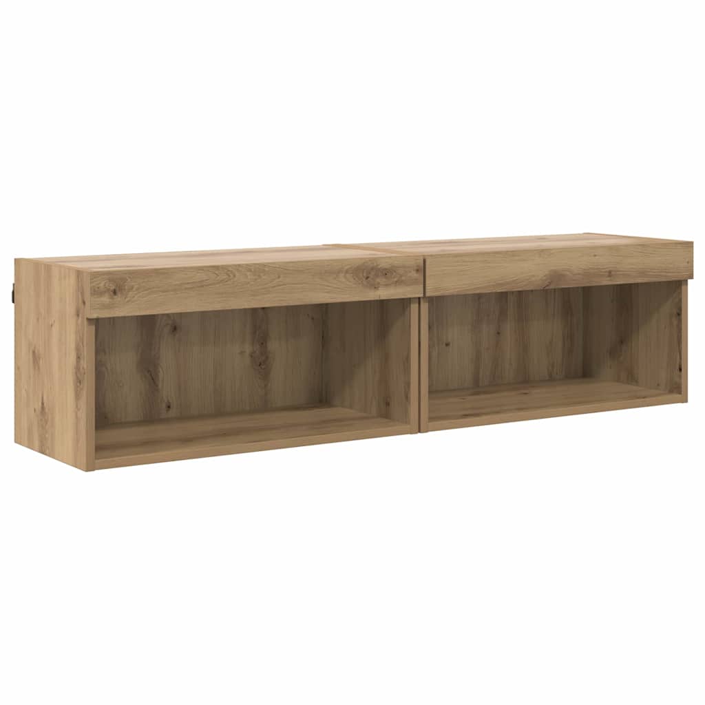 Tv-meubelset 2 pcs Artisan Eiken 60 x 30 x 30 cm Bewerkt hout is nu te koop bij PeponiXL, paradijselijk wonen!