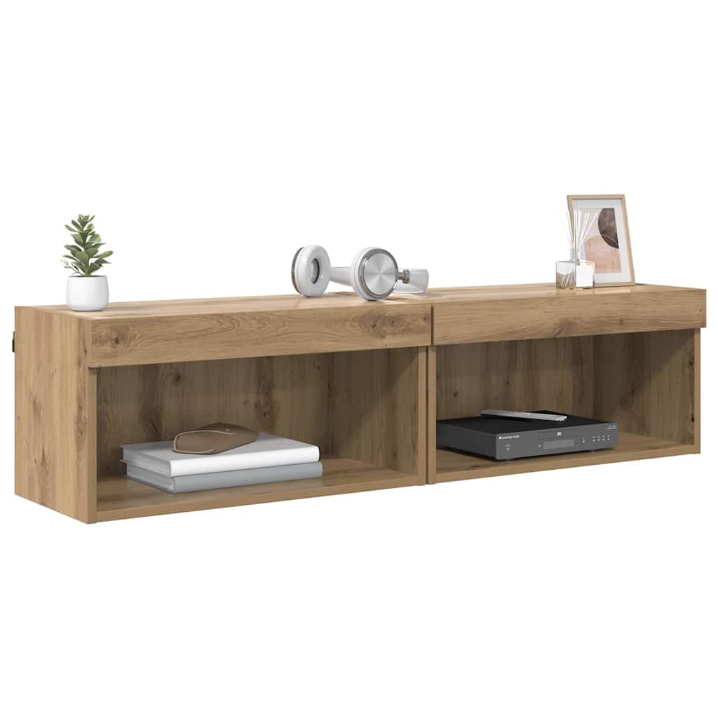 Tv-meubelset 2 pcs Artisan Eiken 60 x 30 x 30 cm Bewerkt hout is nu te koop bij PeponiXL, paradijselijk wonen!