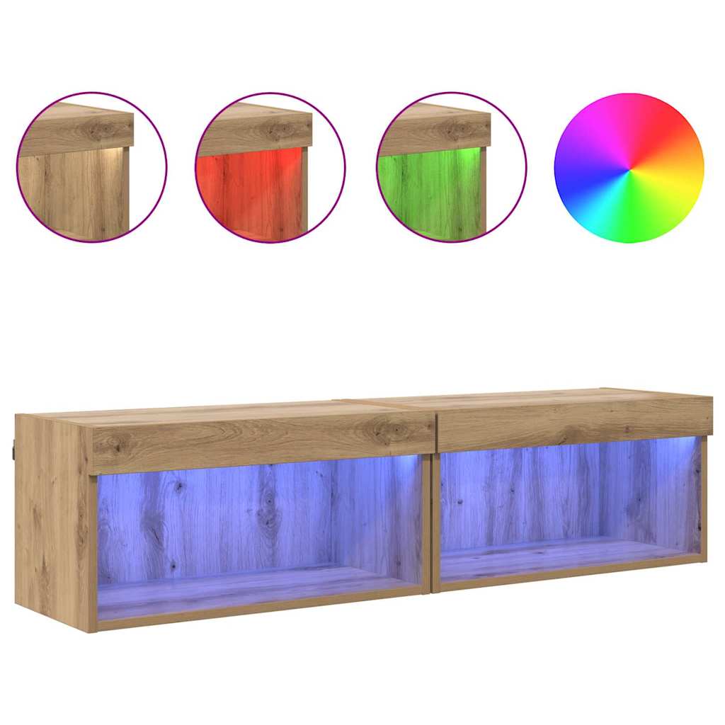 Tv-meubelset 2 pcs Artisan Eiken 60 x 30 x 30 cm Bewerkt hout is nu te koop bij PeponiXL, paradijselijk wonen!
