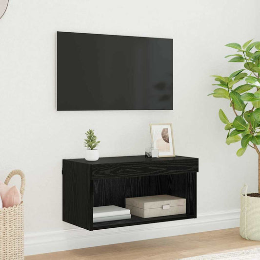 Tv-meubelset met LED Zwart Eiken 60 x 30 x 30 cm Bewerkt hout is nu te koop bij PeponiXL, paradijselijk wonen!