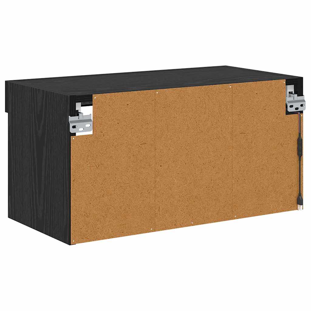 Tv-meubelset met LED Wandgemonteerd Zwart Eiken Bewerkt hout is nu te koop bij PeponiXL, paradijselijk wonen!