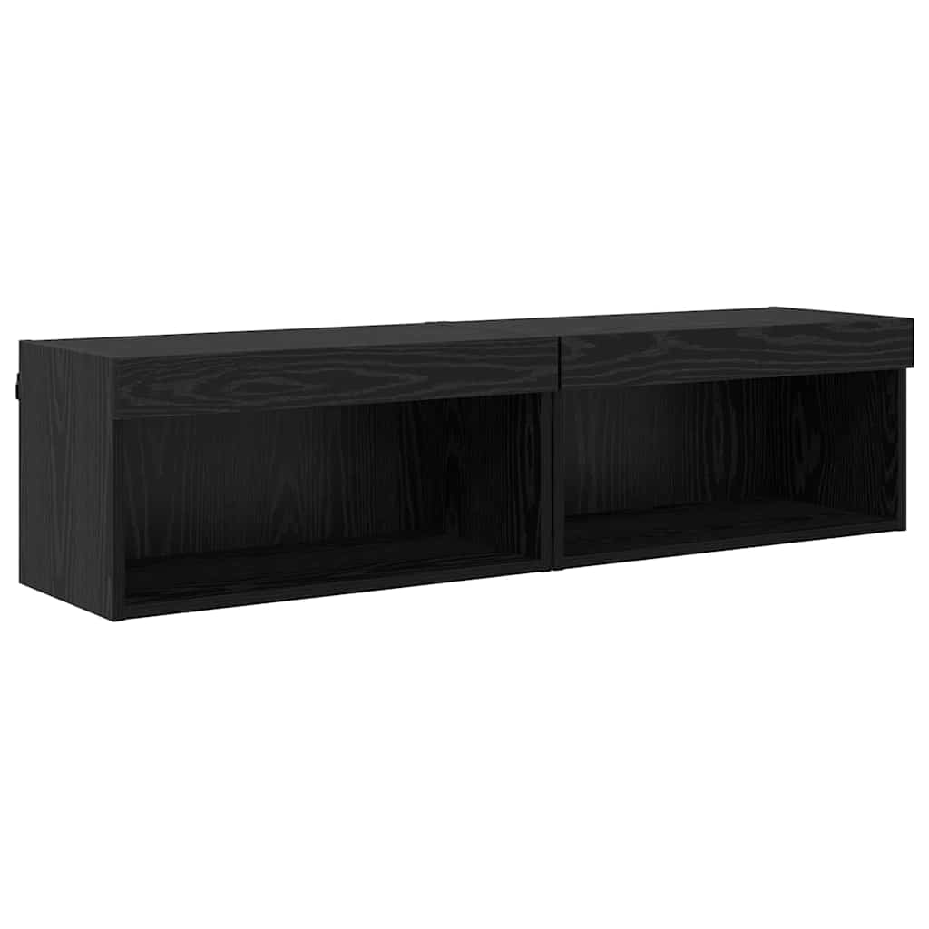 Tv-meubelset 2 pcs Zwart Eiken 60 x 30 x 30 cm Bewerkt hout is nu te koop bij PeponiXL, paradijselijk wonen!