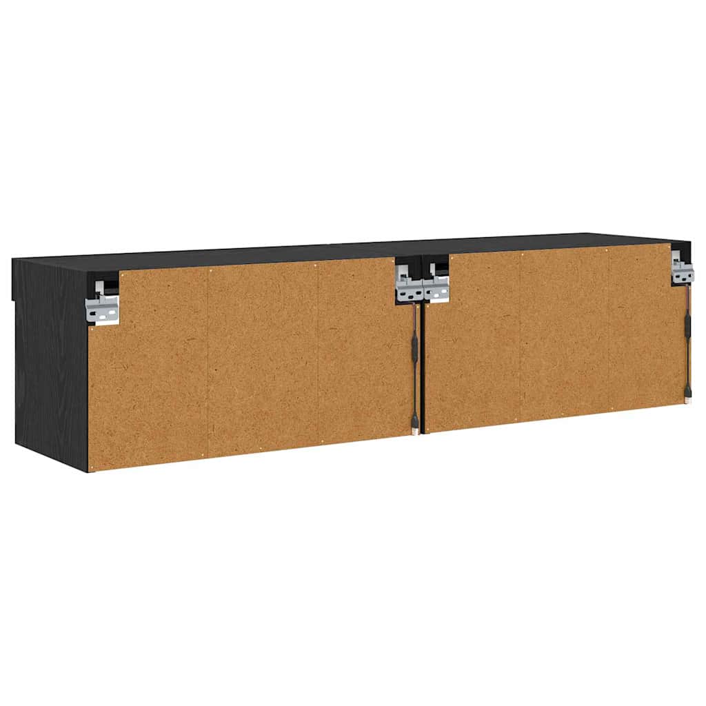 Tv-meubelset 2 pcs Zwart Eiken 60 x 30 x 30 cm Bewerkt hout is nu te koop bij PeponiXL, paradijselijk wonen!