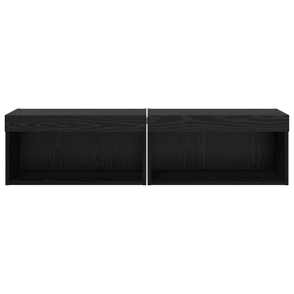 Tv-meubelset 2 pcs Zwart Eiken 60 x 30 x 30 cm Bewerkt hout is nu te koop bij PeponiXL, paradijselijk wonen!