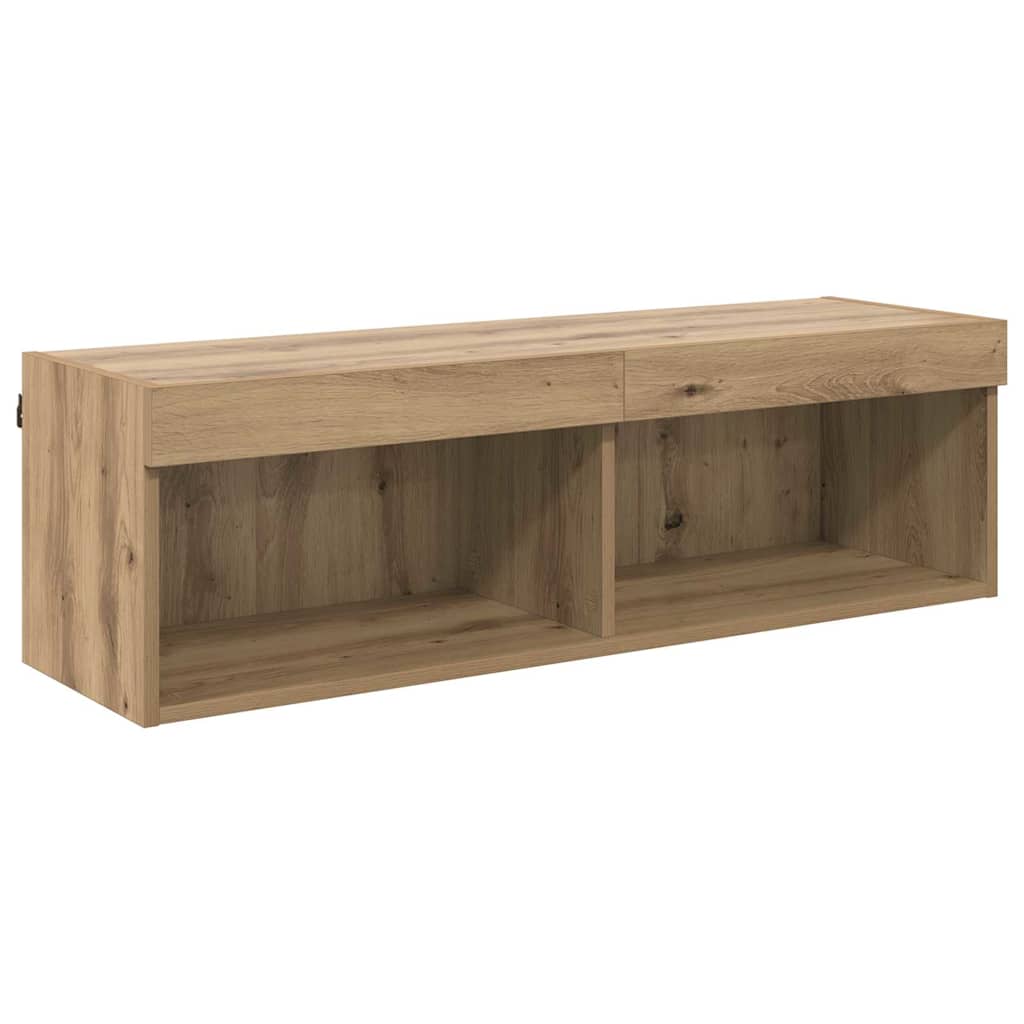 TV-wandkast met LED Artisan Eiken 100 x 30 x 30 cm Bewerkt hout is nu te koop bij PeponiXL, paradijselijk wonen!