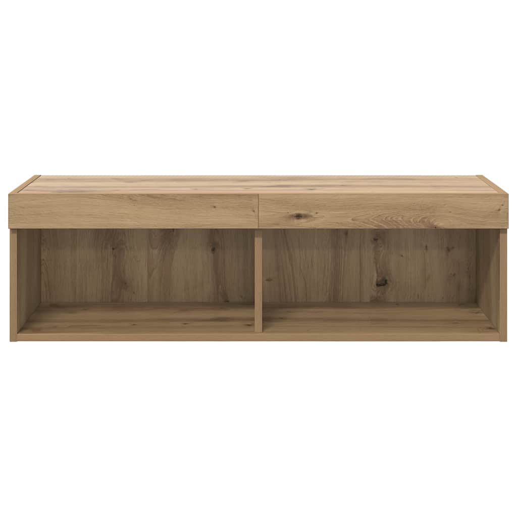 TV-wandkast met LED Artisan Eiken 100 x 30 x 30 cm Bewerkt hout is nu te koop bij PeponiXL, paradijselijk wonen!