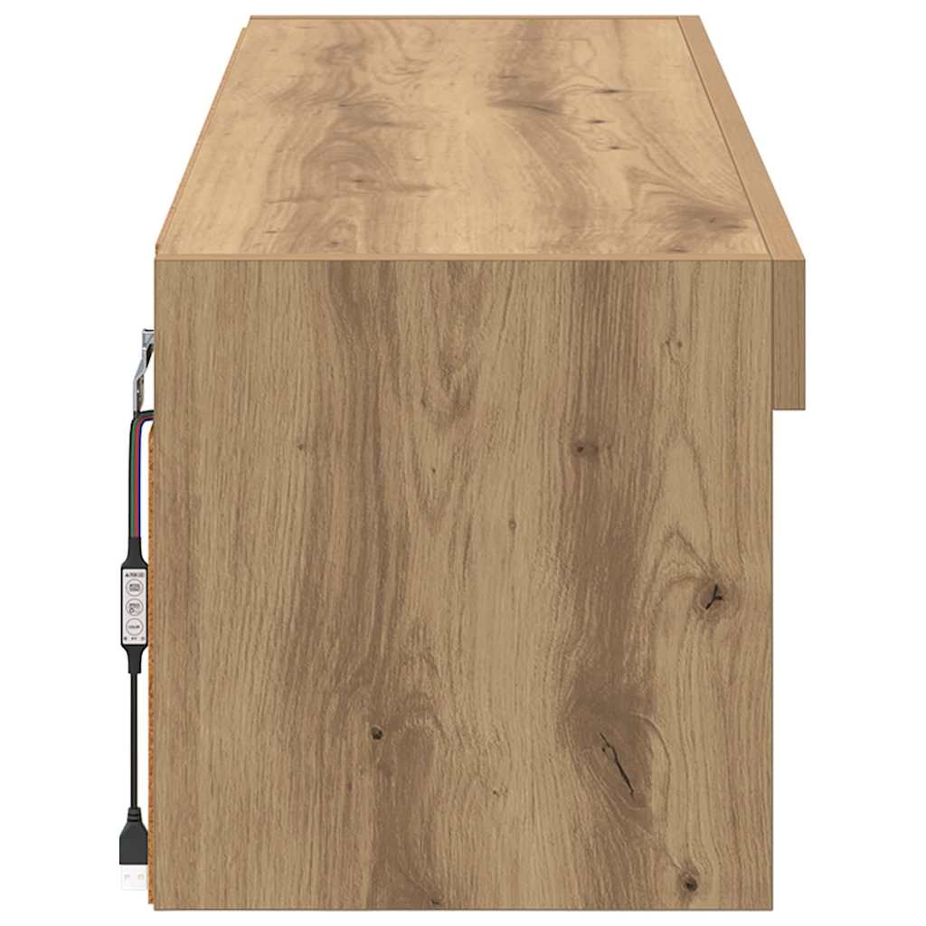 TV-wandkast met LED Artisan Eiken 100 x 30 x 30 cm Bewerkt hout is nu te koop bij PeponiXL, paradijselijk wonen!