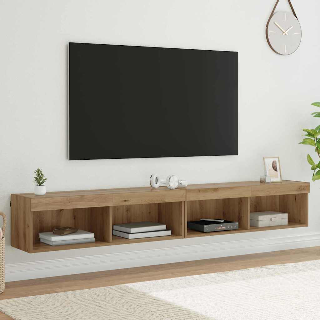 Tv-meubelset 2 pcs Artisan Eiken 100 x 30 x 30 cm Bewerkt hout is nu te koop bij PeponiXL, paradijselijk wonen!