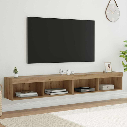 Tv-meubelset 2 pcs Artisan Eiken 100 x 30 x 30 cm Bewerkt hout is nu te koop bij PeponiXL, paradijselijk wonen!