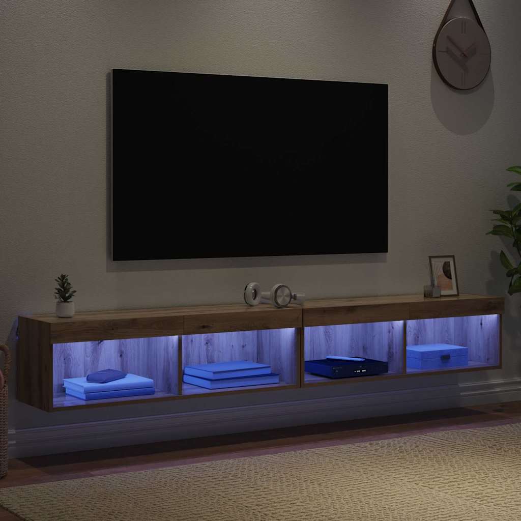 Tv-meubelset 2 pcs Artisan Eiken 100 x 30 x 30 cm Bewerkt hout is nu te koop bij PeponiXL, paradijselijk wonen!