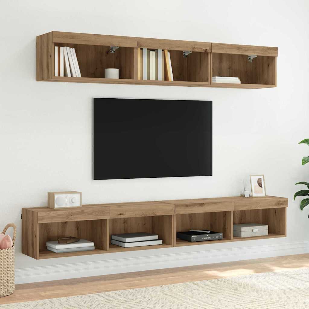 Tv-meubelset 2 pcs Artisan Eiken 100 x 30 x 30 cm Bewerkt hout is nu te koop bij PeponiXL, paradijselijk wonen!