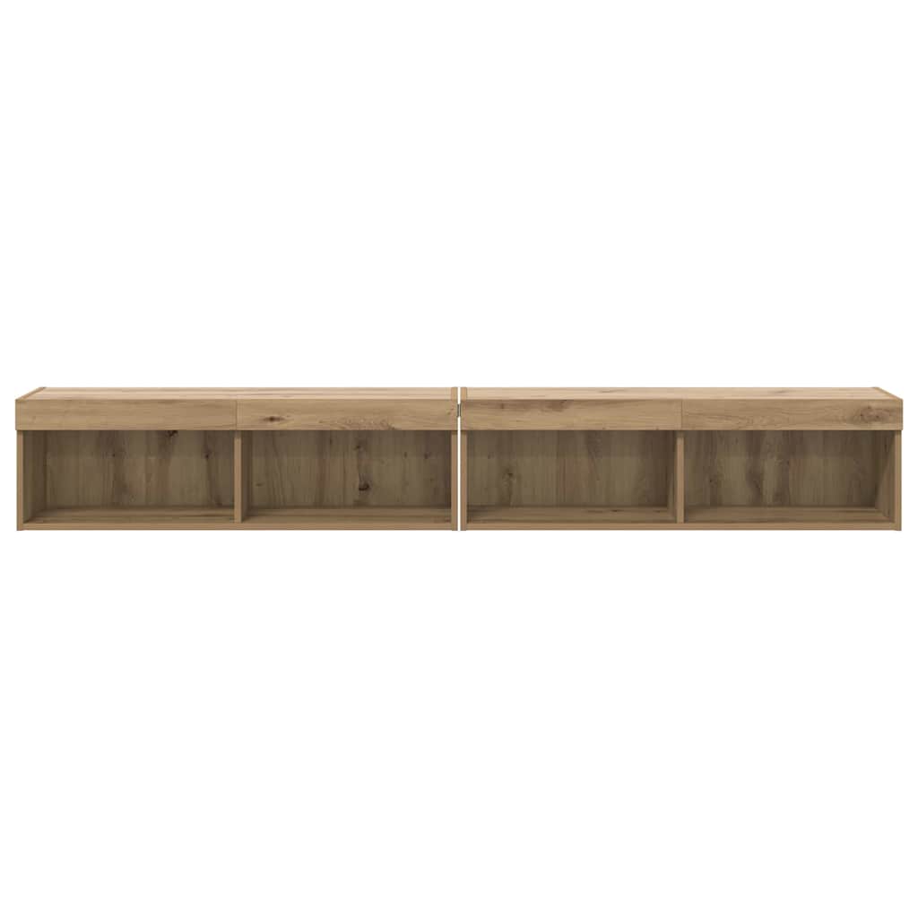 Tv-meubelset 2 pcs Artisan Eiken 100 x 30 x 30 cm Bewerkt hout is nu te koop bij PeponiXL, paradijselijk wonen!