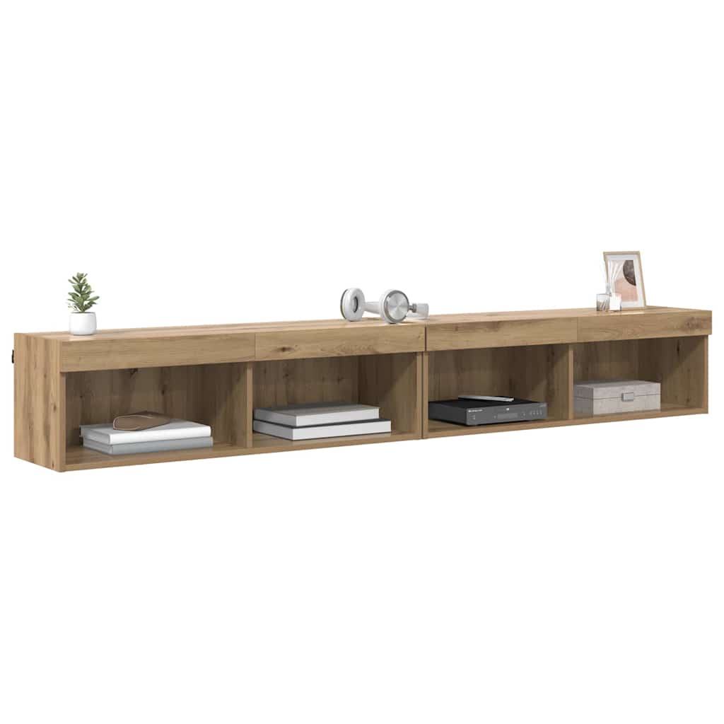 Tv-meubelset 2 pcs Artisan Eiken 100 x 30 x 30 cm Bewerkt hout is nu te koop bij PeponiXL, paradijselijk wonen!