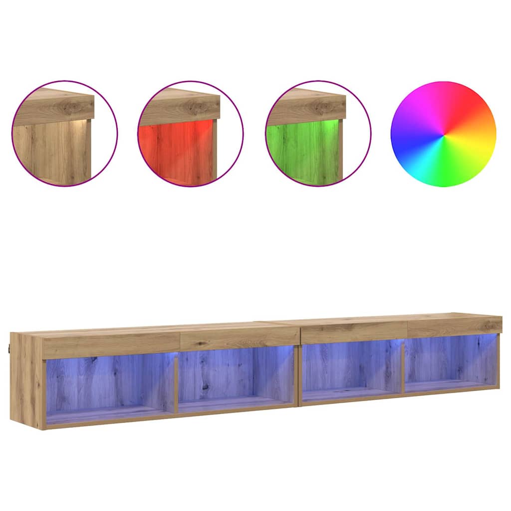 Tv-meubelset 2 pcs Artisan Eiken 100 x 30 x 30 cm Bewerkt hout is nu te koop bij PeponiXL, paradijselijk wonen!