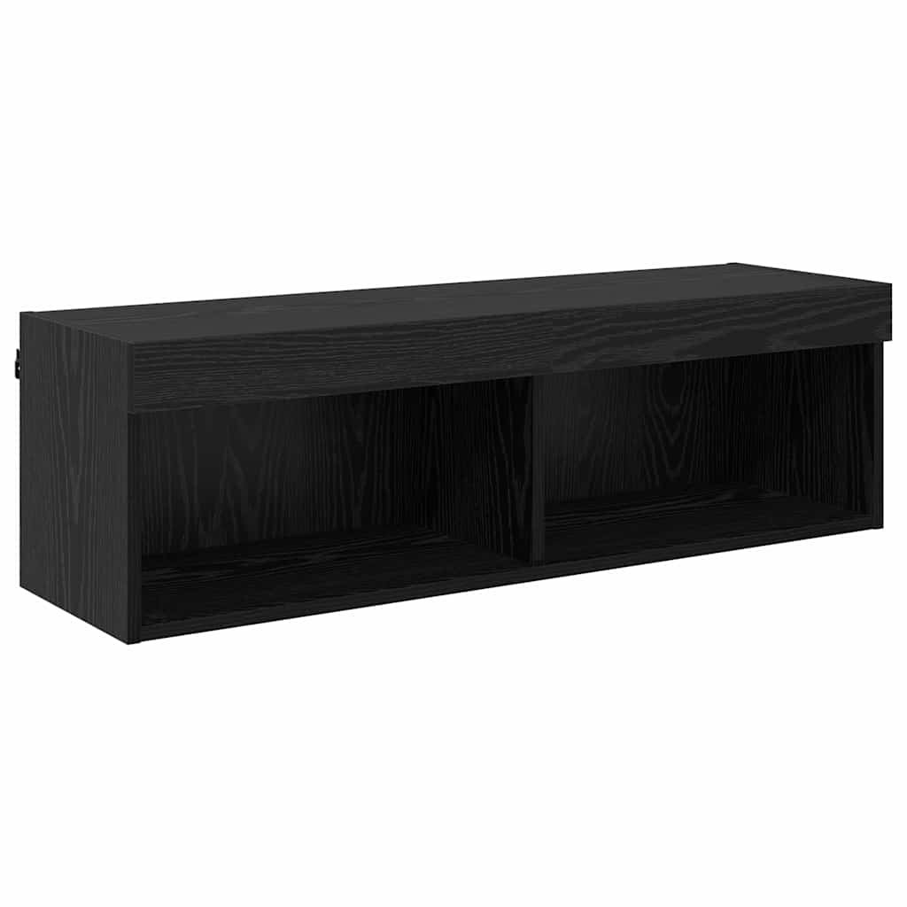 TV-wandkast Panama Zwart Eiken 100 x 30 x 30 cm Bewerkt hout is nu te koop bij PeponiXL, paradijselijk wonen!