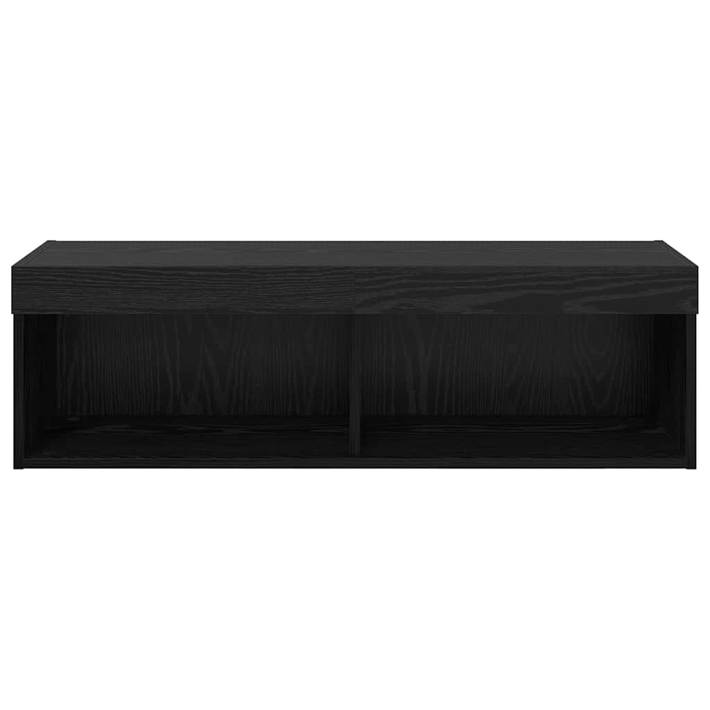 TV-wandkast Panama Zwart Eiken 100 x 30 x 30 cm Bewerkt hout is nu te koop bij PeponiXL, paradijselijk wonen!