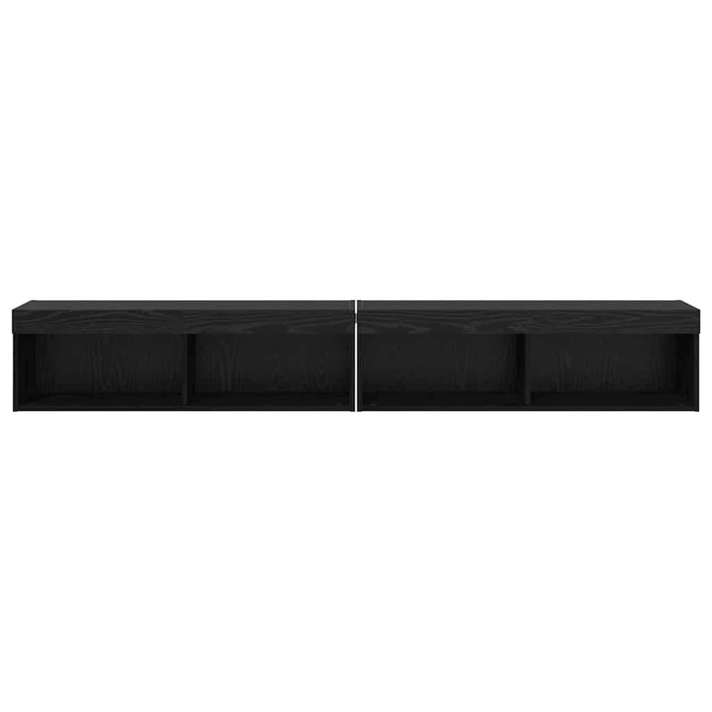 Tv-meubelset 2 pcs Zwart Eiken 100 x 30 x 30 cm Bewerkt hout is nu te koop bij PeponiXL, paradijselijk wonen!