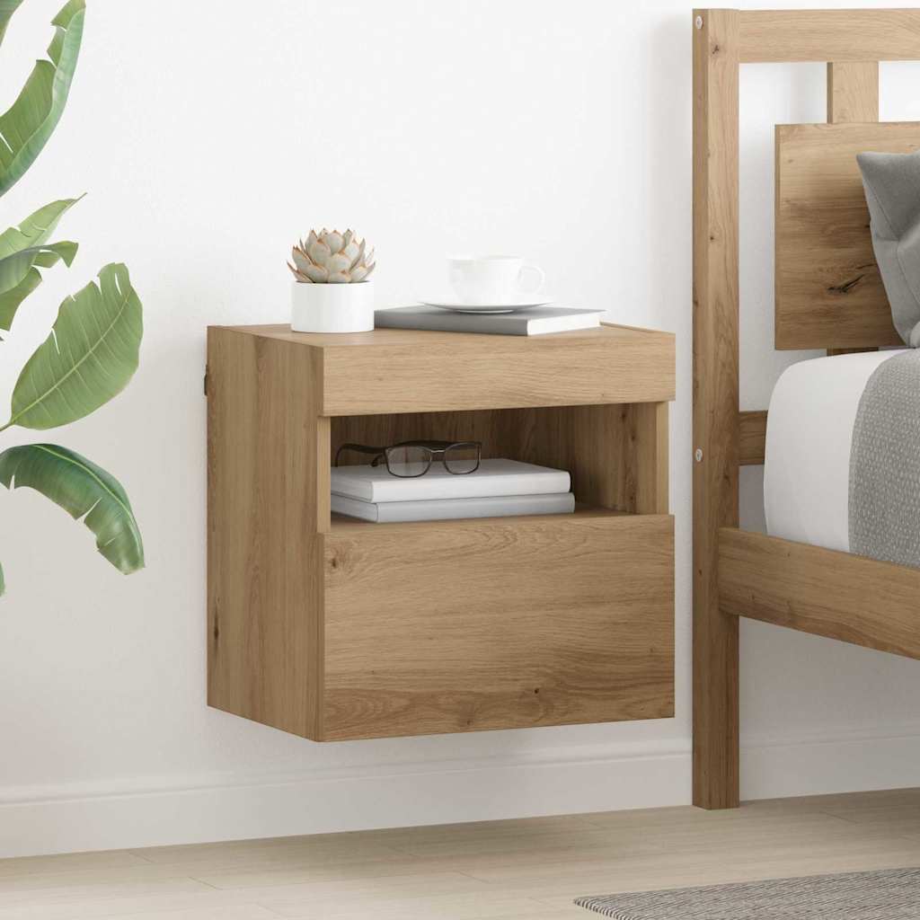 TV Wandkast met LED Artisan Eiken 40 x 30 x 40 cm Bewerkt hout is nu te koop bij PeponiXL, paradijselijk wonen!