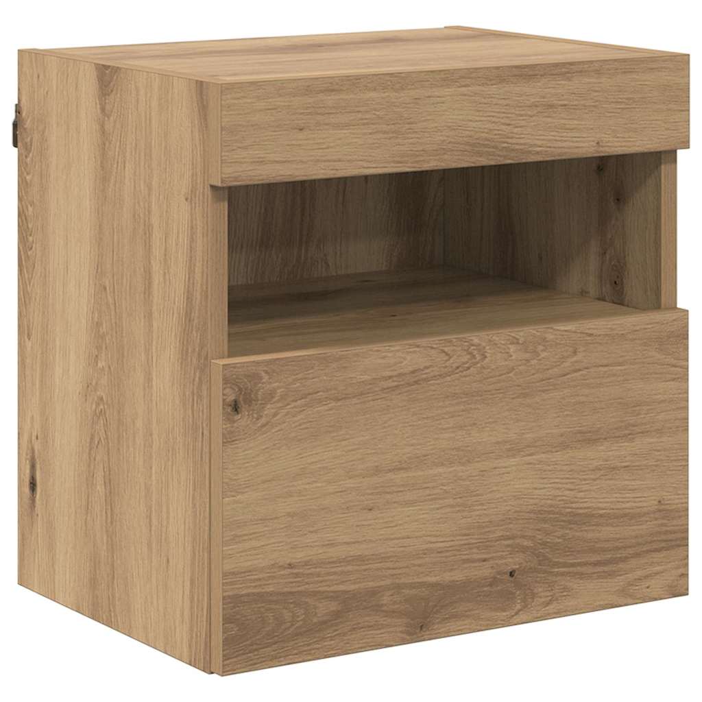 TV Wandkast met LED Artisan Eiken 40 x 30 x 40 cm Bewerkt hout is nu te koop bij PeponiXL, paradijselijk wonen!