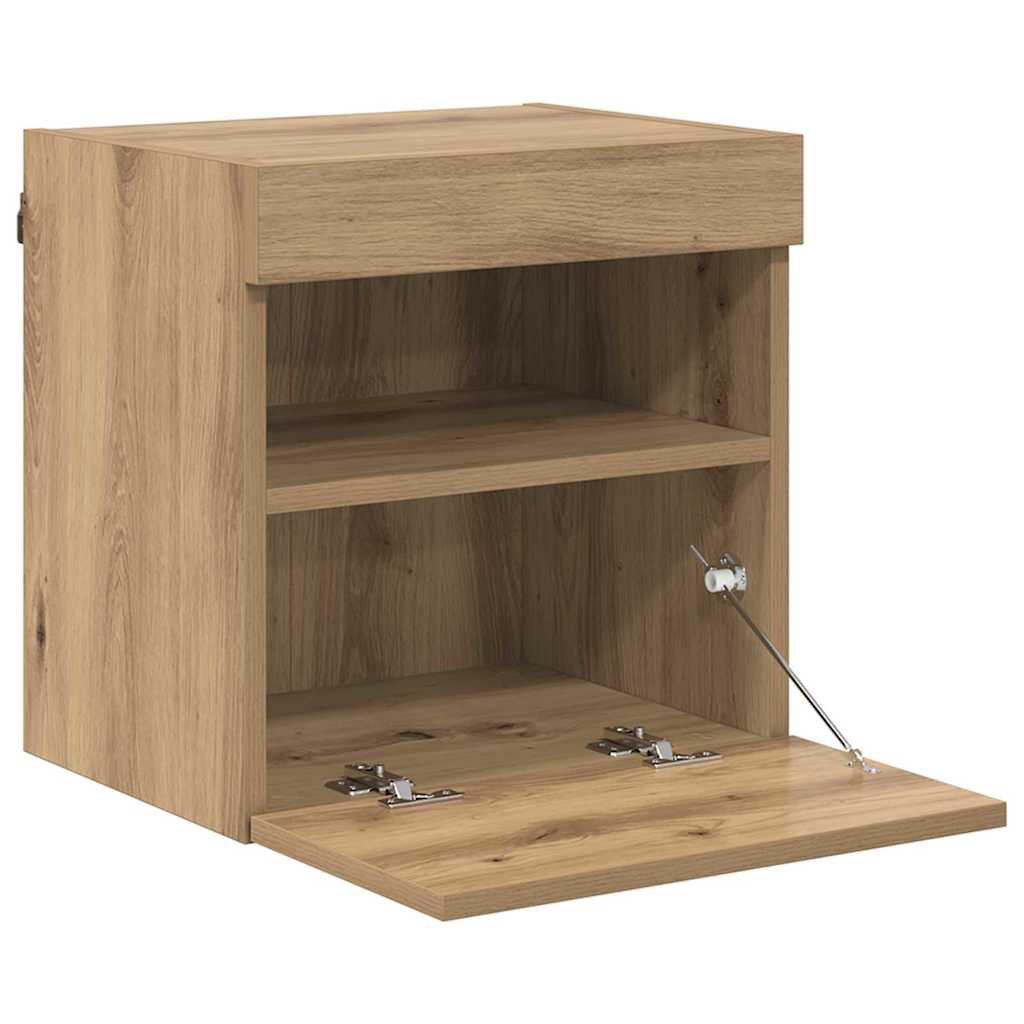 TV Wandkast met LED Artisan Eiken 40 x 30 x 40 cm Bewerkt hout is nu te koop bij PeponiXL, paradijselijk wonen!