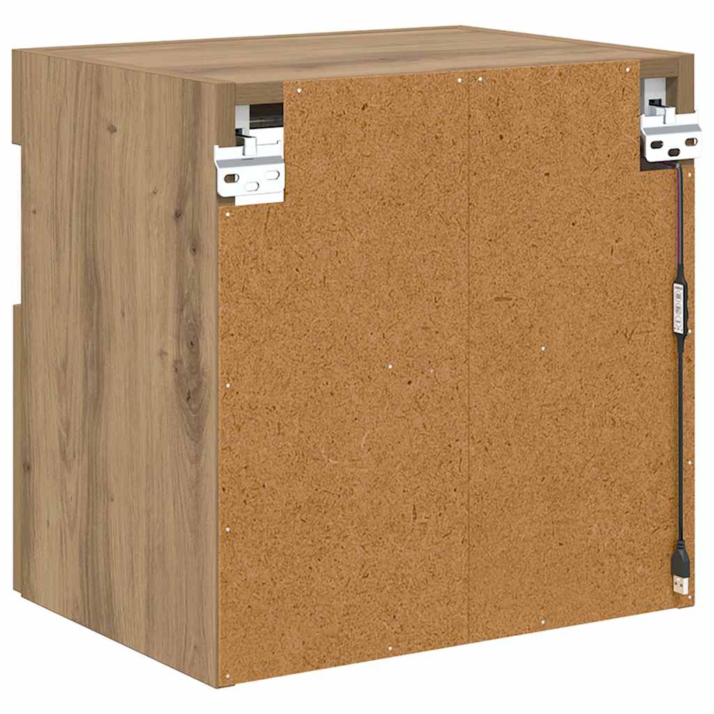 TV Wandkast met LED Artisan Eiken 40 x 30 x 40 cm Bewerkt hout is nu te koop bij PeponiXL, paradijselijk wonen!