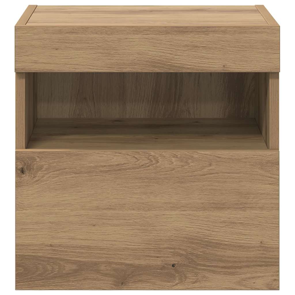 TV Wandkast met LED Artisan Eiken 40 x 30 x 40 cm Bewerkt hout is nu te koop bij PeponiXL, paradijselijk wonen!