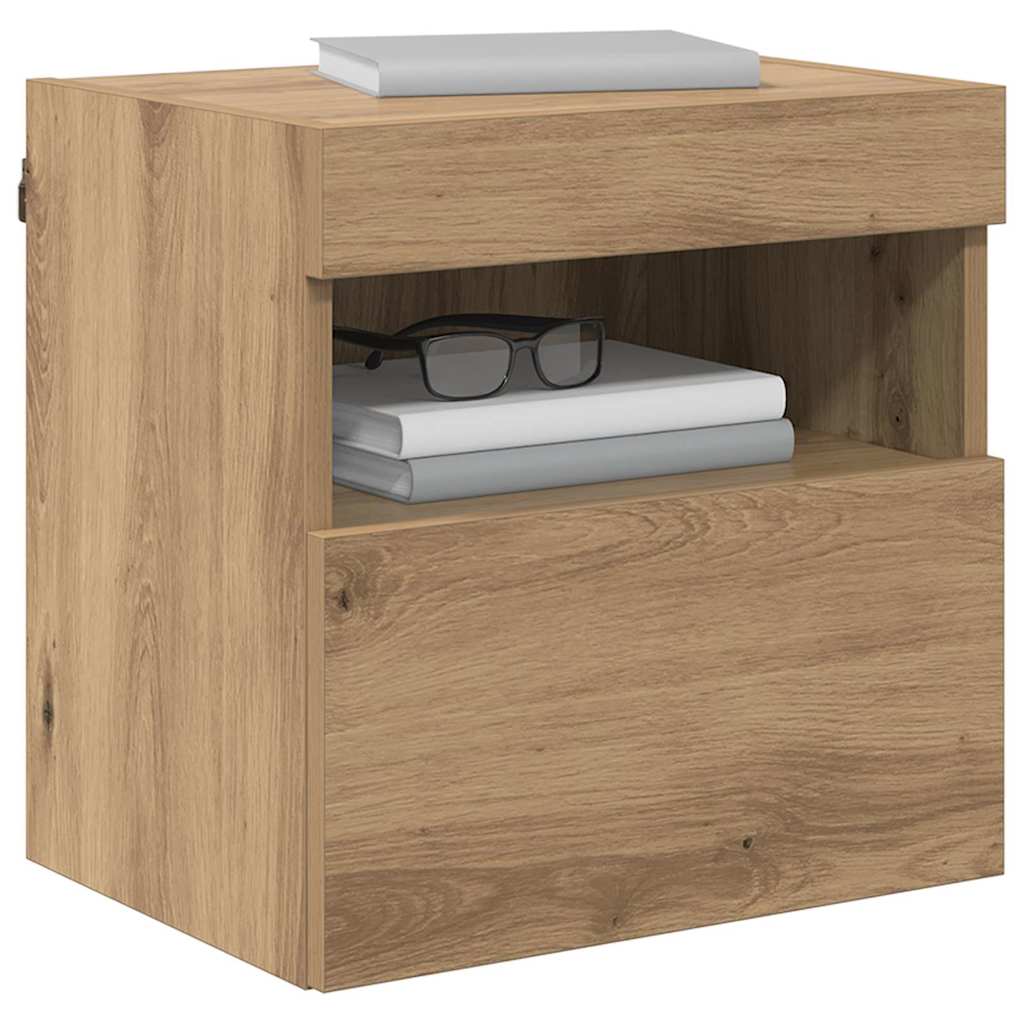 TV Wandkast met LED Artisan Eiken 40 x 30 x 40 cm Bewerkt hout is nu te koop bij PeponiXL, paradijselijk wonen!