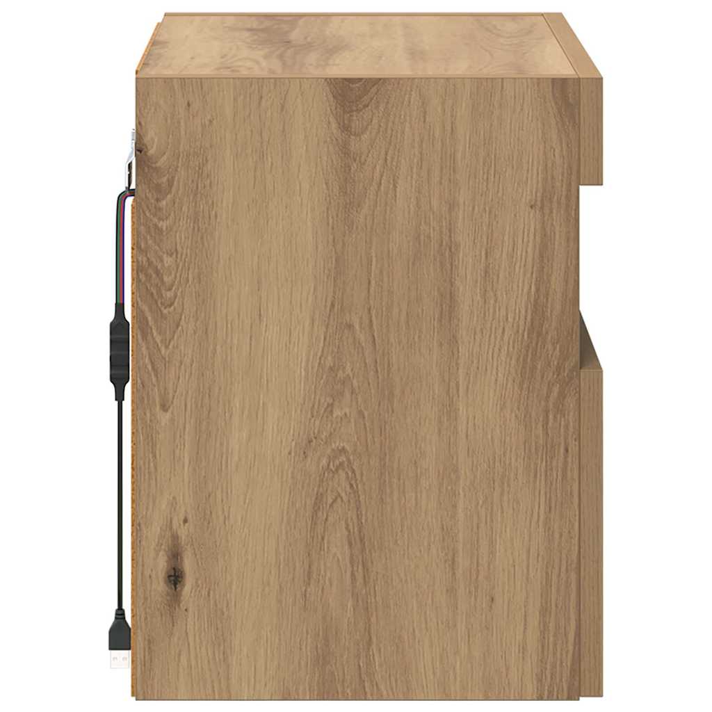 TV Wandkast met LED Artisan Eiken 40 x 30 x 40 cm Bewerkt hout is nu te koop bij PeponiXL, paradijselijk wonen!
