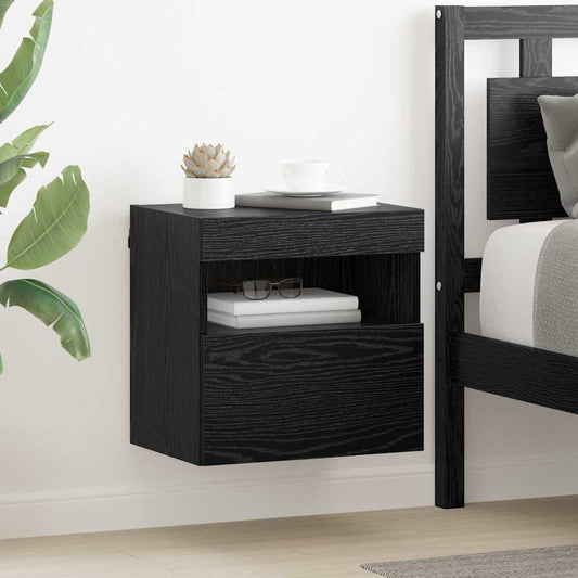 TV Wandkast met LED Zwart Eiken 40 x 30 x 40 cm Bewerkt hout is nu te koop bij PeponiXL, paradijselijk wonen!