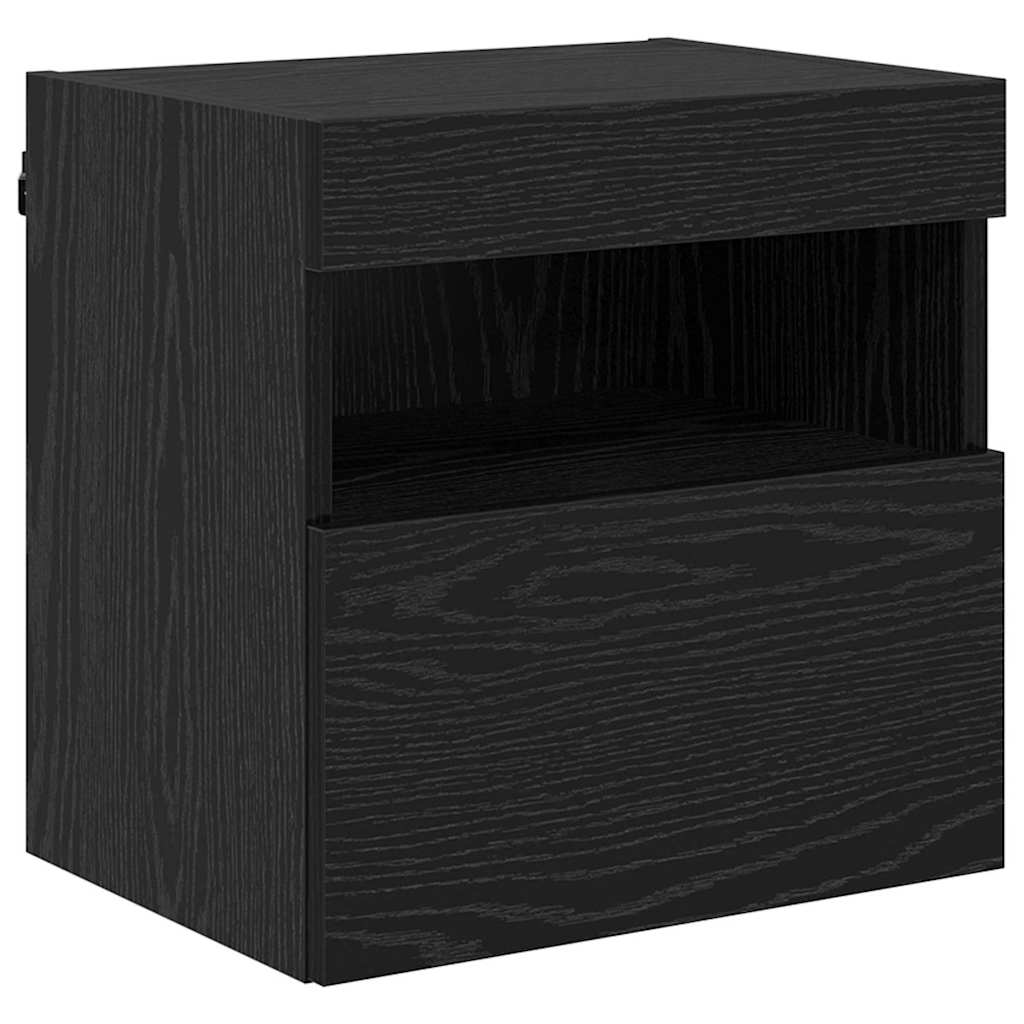 TV Wandkast met LED Zwart Eiken 40 x 30 x 40 cm Bewerkt hout is nu te koop bij PeponiXL, paradijselijk wonen!